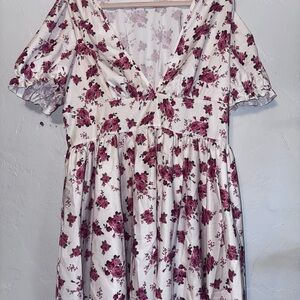 SHEIN Floral Mini Dress - White and Pink